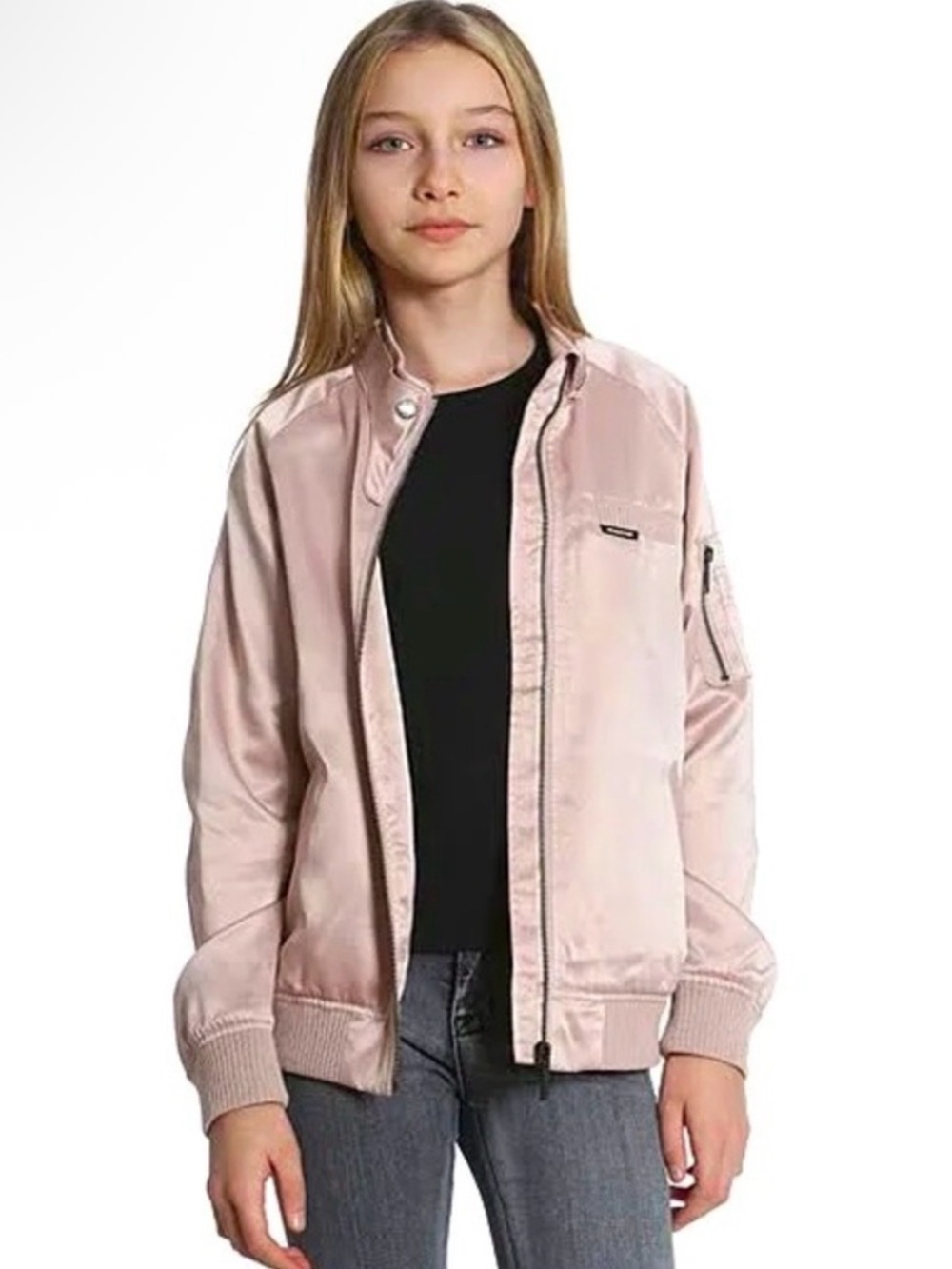 Members Only 14 Satin Bomber Jacket dusty mauve